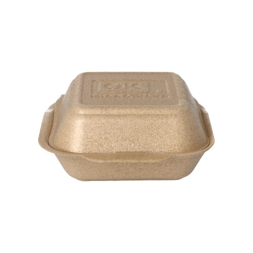 Starpak 125 Hamburger-Boxen groß mit Klappdeckel, XPP 7 cm x 15 cm x 15 cm beige | Folie (125 Stück)