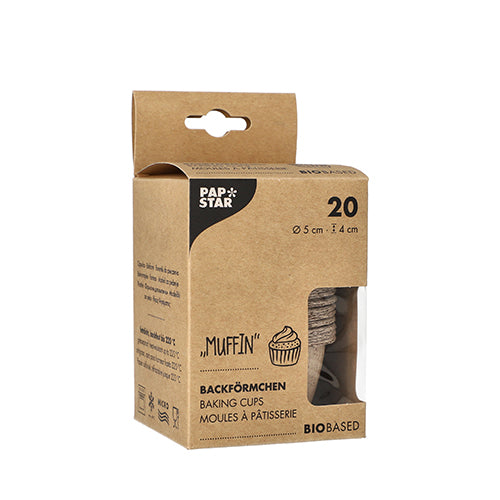 PAPSTAR 20 Muffins-Backförmchen rund Ø 5 cm · 4 cm natur aus Frischfaser und Kakaoschalen | Faltschachtel (20 Stück)-zoom-2