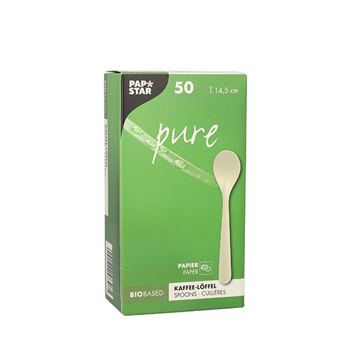 PAPSTAR 50 Kaffeelöffel, Papier "pure" 14,5 cm weiss | Faltschachtel (50 Stück)-zoom-2