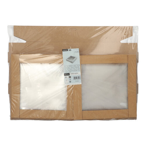 Starpak 25 Transport- und Catering-Kartons, Pappe eckig braun mit separatem Deckel und Sichtfenster aus PET-zoom-4