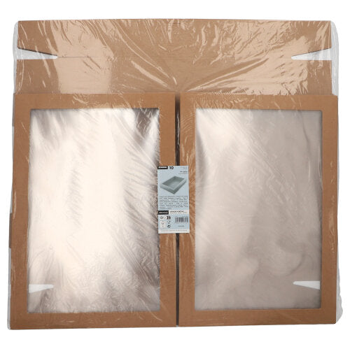 Starpak 10 Transport- und Catering-Kartons, Pappe eckig braun mit separatem Deckel und Sichtfenster aus PET-2