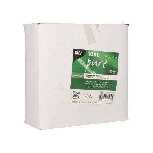 PAPSTAR Rührstäbchen Holz "pure" 14 cm, ideal für Getränke | Faltschachtel (1000 Stück)