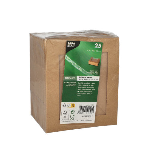 PAPSTAR 25 Sushi-Schalen, Pappe eckig braun-zoom-
