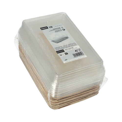 Starpak 10 Sushi-Schalen Palmblatt eckig mit rPET Deckel "Kombipack"