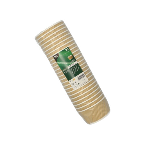 PAPSTAR Suppenbecher rund, braun/weiß, 11 cm, Ripple Wall | Folie (25 Stück)-zoom-