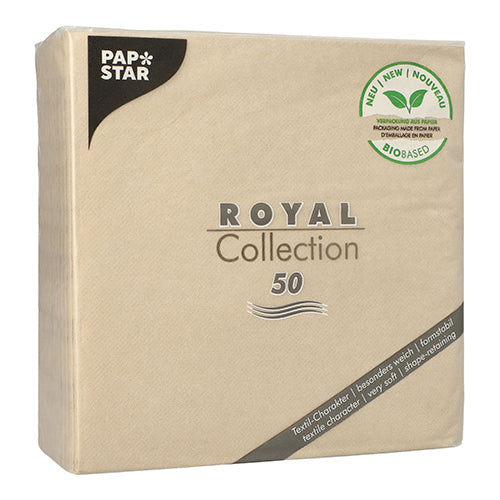PAPSTAR 50 Servietten "ROYAL Collection" 1/4-Falz 40 x 40 cm sand