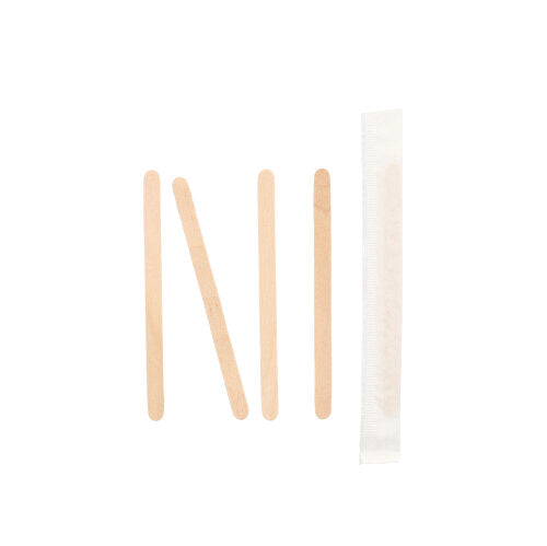 PAPSTAR 1000 Rührstäbchen, Holz "pure", einzeln gehüllt-zoom-