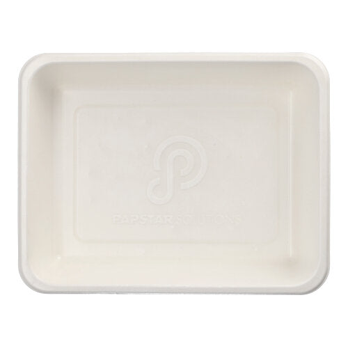 PAPSTAR 50 Siegelschalen Zuckerrohr, PLA beschichtet 4,9 cm x 22,7 cm x 17,8 cm