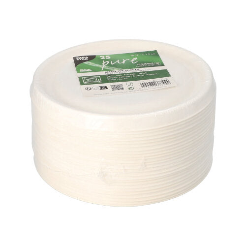 PAPSTAR Deckel für Zuckerrohrschalen Ø 17 cm, weiß, "pure" | Folie (25 Stück)-zoom-