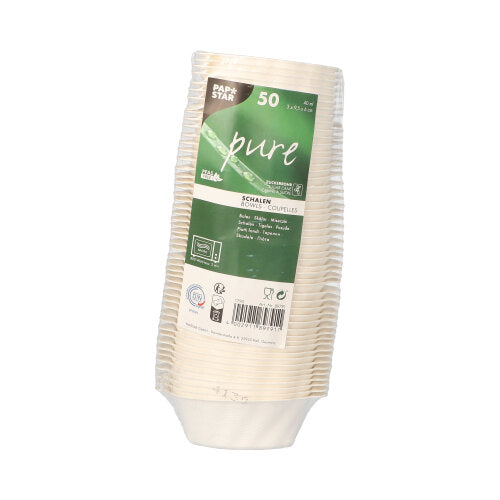 PAPSTAR Fingerfood Schalen Zuckerrohr, 3x9,5x6 cm, weiß, "Wave" | Folie (50 Stück)-2