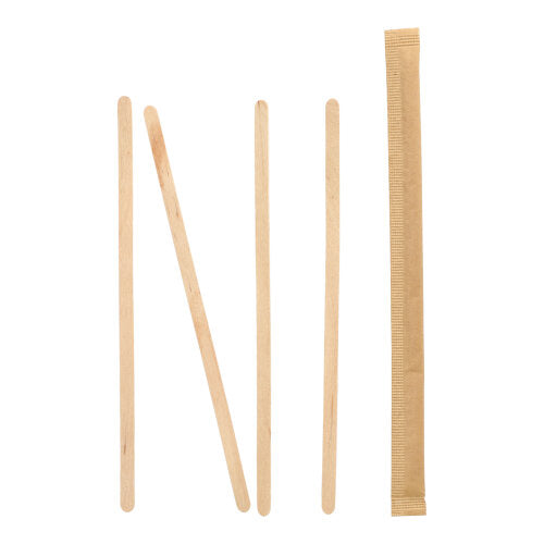 PAPSTAR Rührstäbchen Holz "pure" 17,8 cm, einzeln verpackt | Folie (100 Stück)