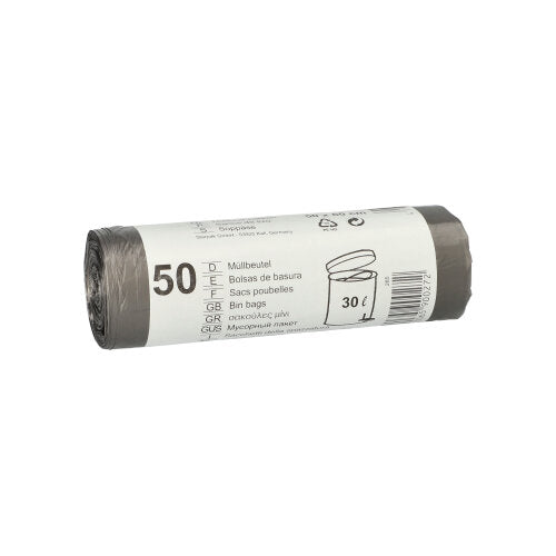Starpak 50 Müllbeutel, HDPE 30 l 60 cm x 50 cm grau | Banderole (50 Stück)-zoom-