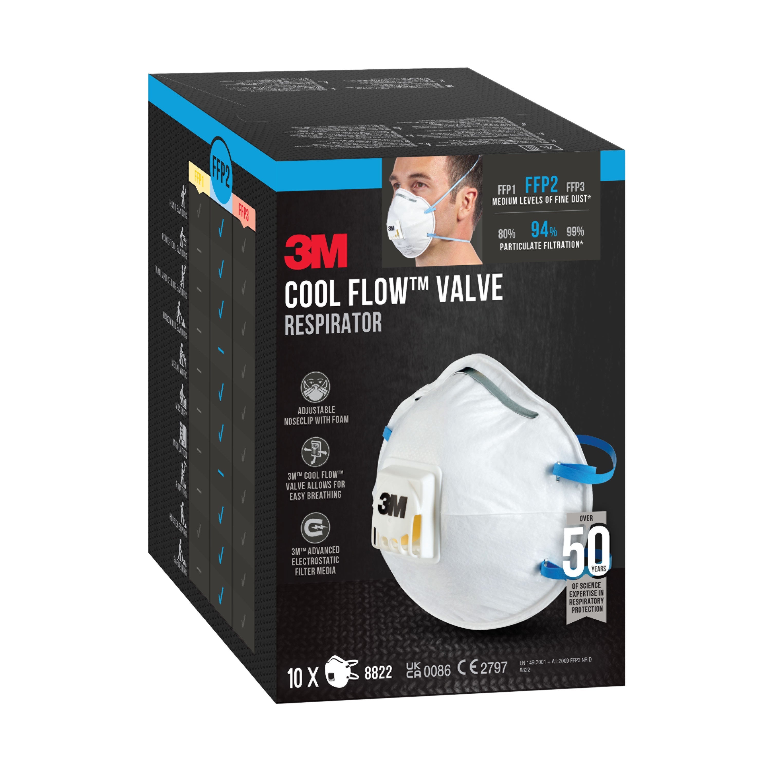 3M™ Cool Flow™ Partikelmaske 8822, FFP2, mit Ventil-zoom-11