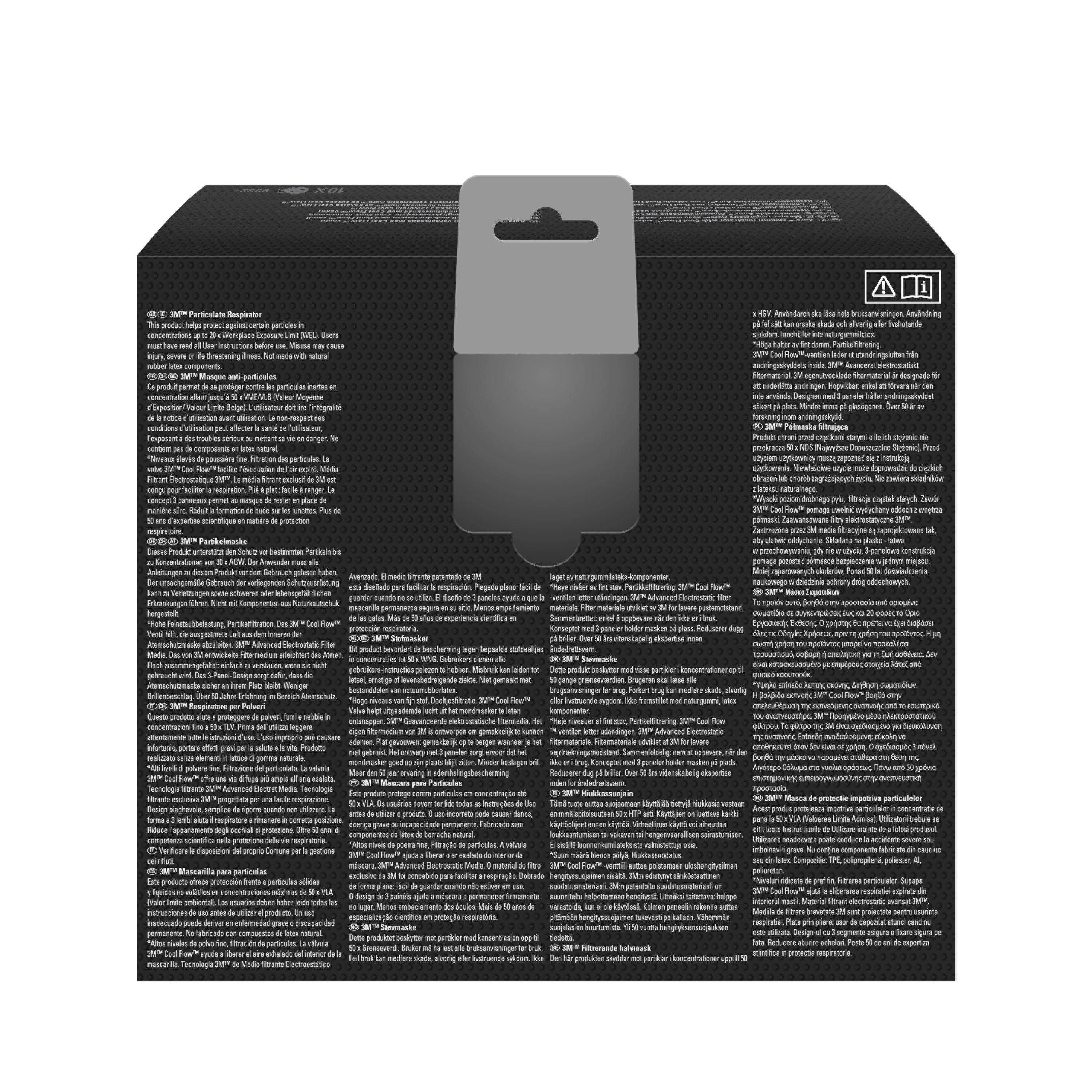 3M™ Aura™ Comfort Cool Flow™ Partikelmaske 9332+, FFP3, mit Ventil-zoom-14