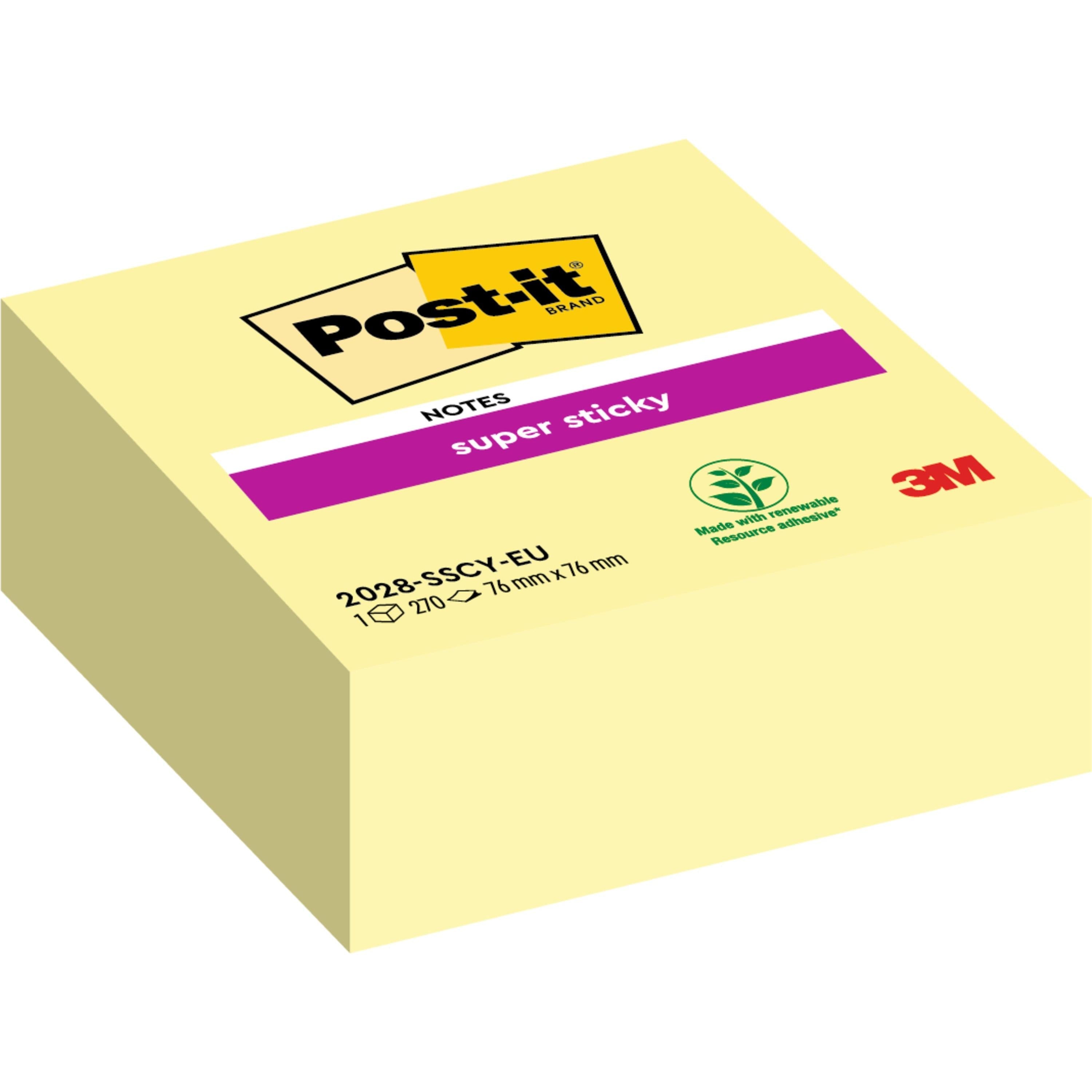 Post-it® Super Sticky Notes Würfel, Gelb, 76 mm x 76 mm