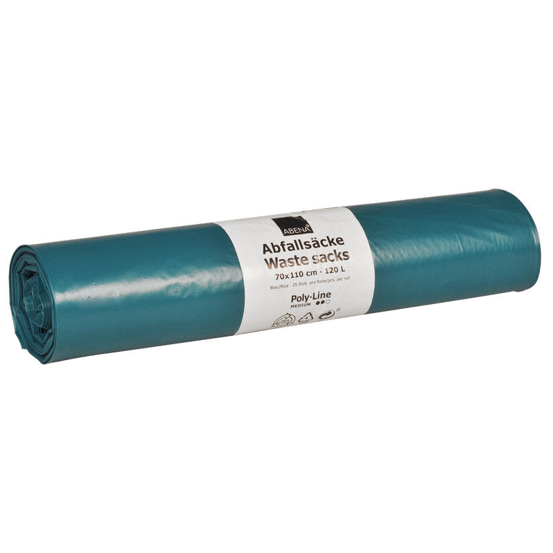 Abfallsäcke 120 L, 700x1100 mm, 38 my, LDPE, Blau    | Rolle (25 Beutel)-1