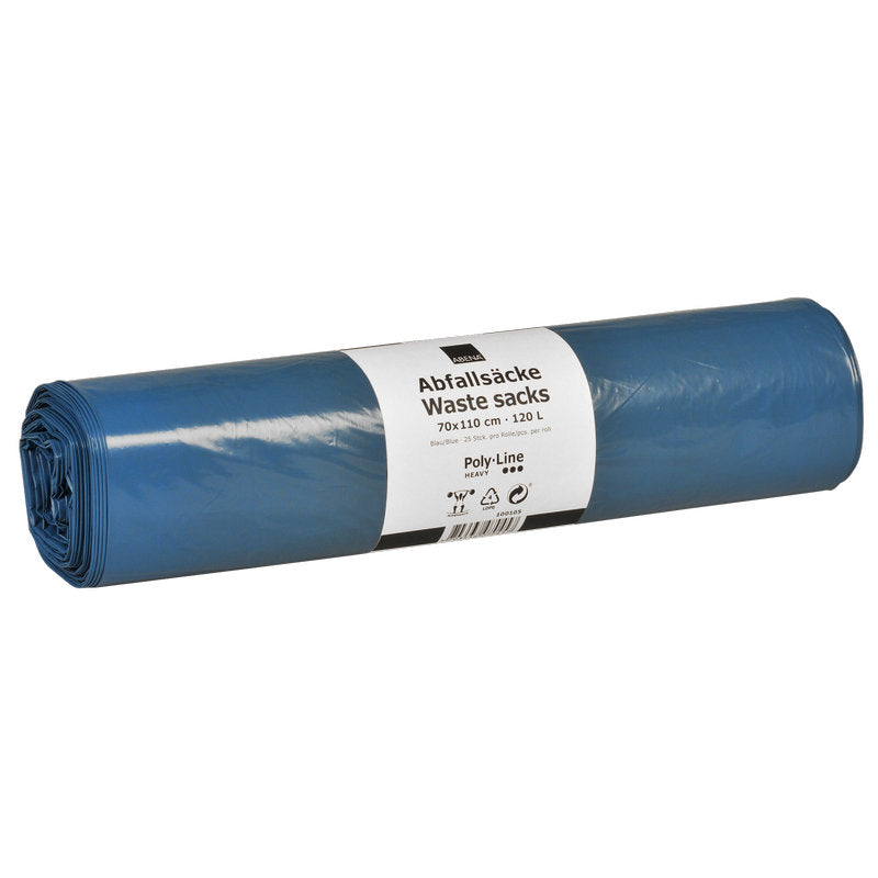 Abfallsäcke 120 L, 700x1100 mm, 50 my LLDPE, Blau    | Rolle (15 Beutel)-1