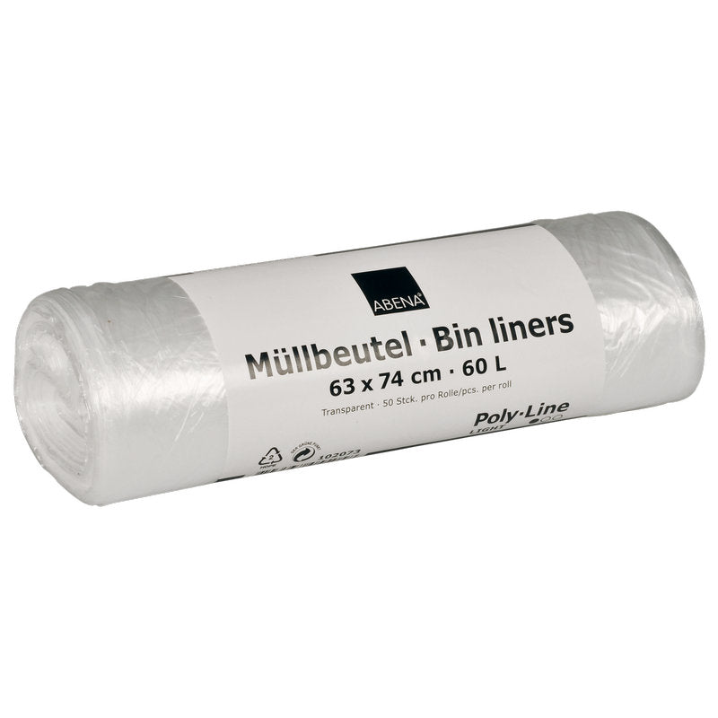 Müllbeutel 60 L, 630x740 mm, 5,5 my HDPE, Transparent    | Rolle (50 Beutel)-zoom-1