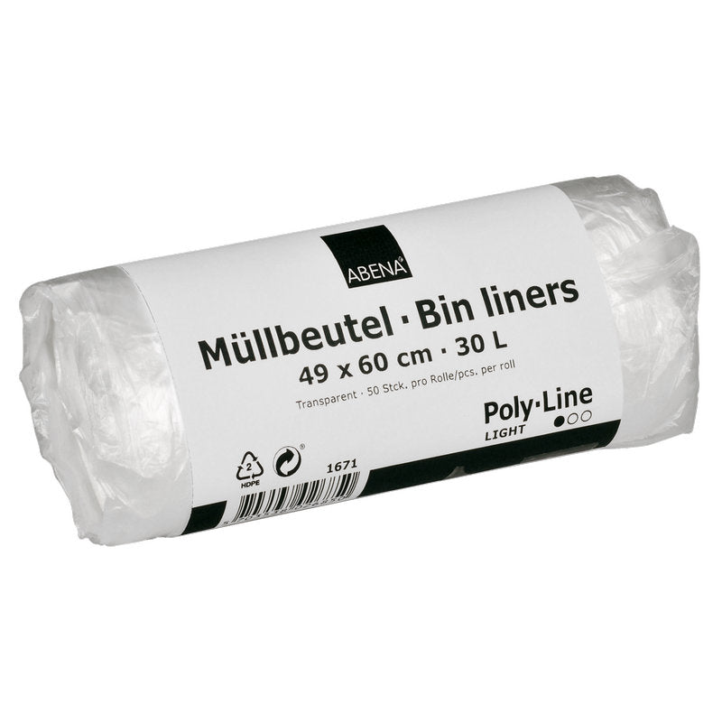 Müllbeutel 30 L, 490x600 mm, 4,5 my HDPE, Transparent    | Rolle (50 Beutel)-zoom-1