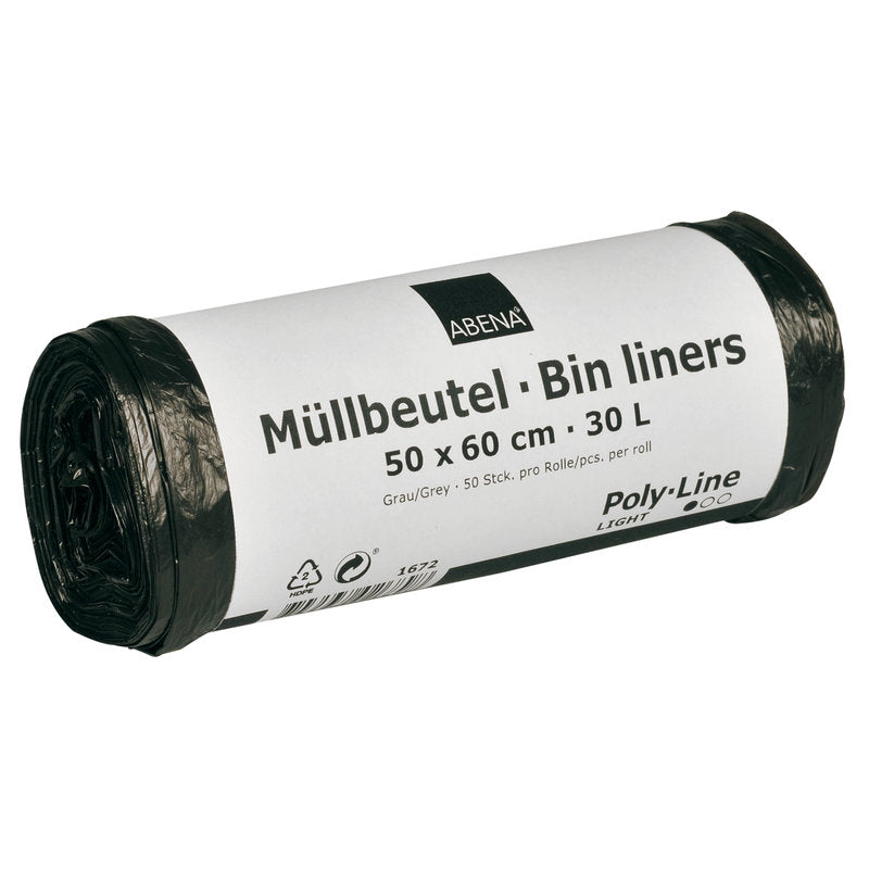 Müllbeutel 30 L, 500x600 mm, 4,5 my HDPE, Grau    | Rolle (50 Beutel)-1