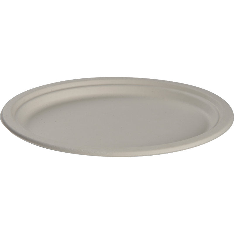 Teller, Oval, 20 x 26 cm, Bagasse, Weiß   | Packung (50 Stück)-1