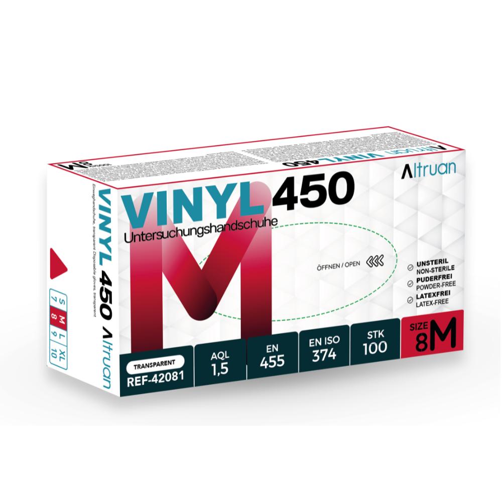 Altruan Vinyl 450 Handschuhe, Einmalhandschuhe, transparent - 100 Stück-2