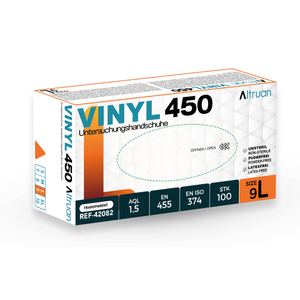 Altruan Vinyl 450 Handschuhe, Einmalhandschuhe, transparent - 100 Stück-zoom-3