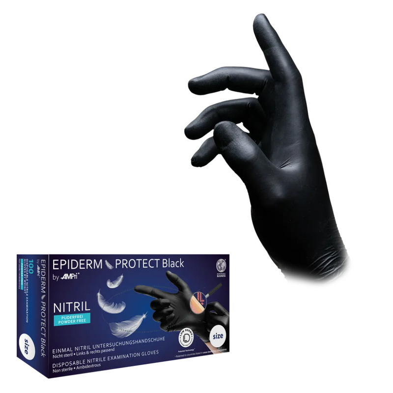 AMPri Epiderm Protect Black Nitrilhandschuhe by MED-COMFORT puderfrei, schwarz | Box (100 Stück)-zoom-