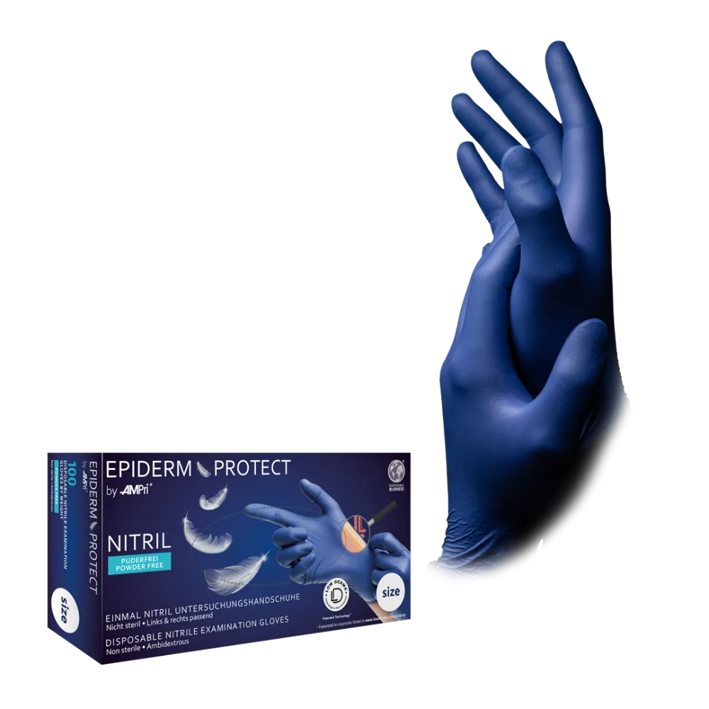 AMPri Epiderm Protect Nitrilhandschuhe by MED-COMFORT puderfrei, metallblau | Box (100 Stück)-2