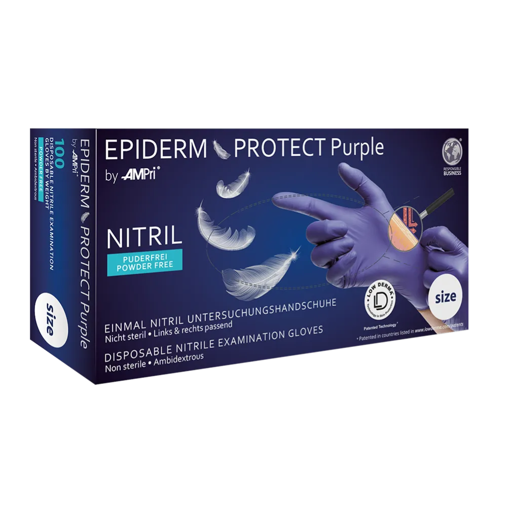 AMPri Epiderm Protect Purple Nitrilhandschuhe by MED-COMFORT puderfrei, lila | Box (100 Stück)-zoom-1