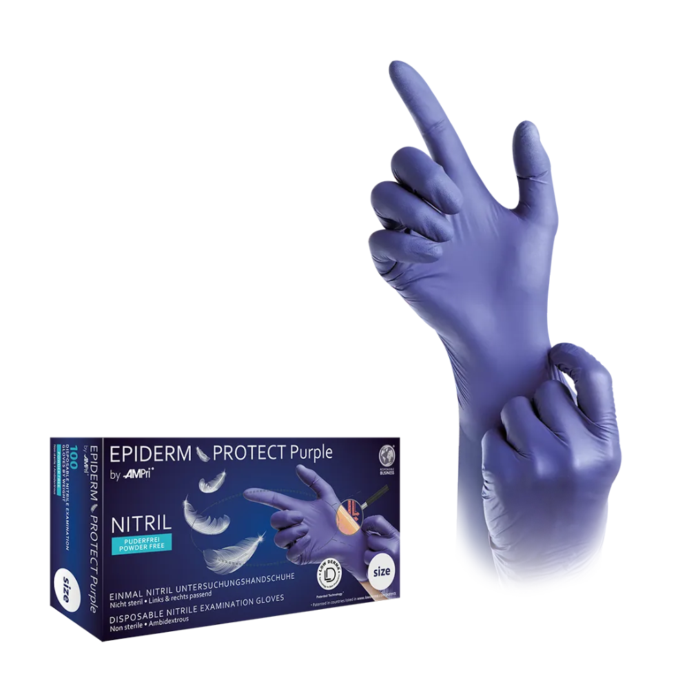 AMPri Epiderm Protect Purple Nitrilhandschuhe by MED-COMFORT puderfrei, lila | Box (100 Stück)