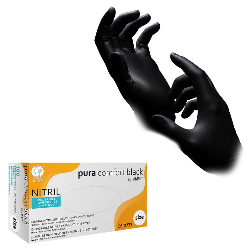 AMPri Puracomfort BLACK Nitrilhandschuhe, schwarz | Box (100 Stück)-zoom-