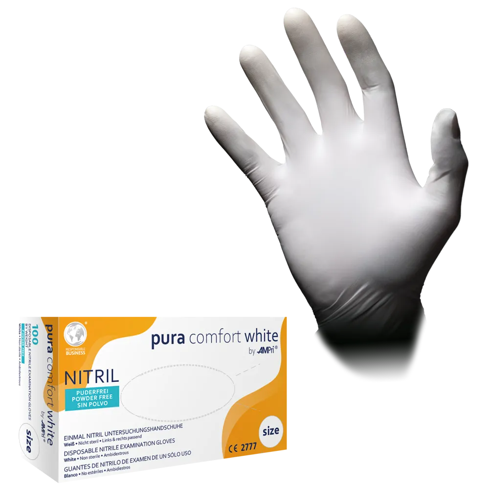 AMPri Puracomfort WHITE Nitrilhandschuhe, Weiß | Box (100 Stück)-2