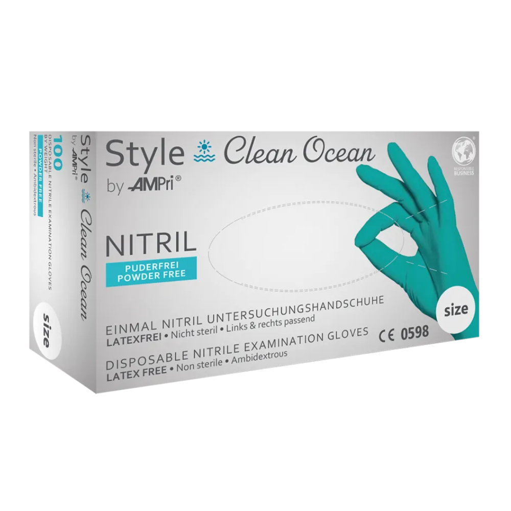 AMPri STYLE CLEAN OCEAN Nitrilhandschuhe puderfrei by MED-COMFORT, Türkis-1
