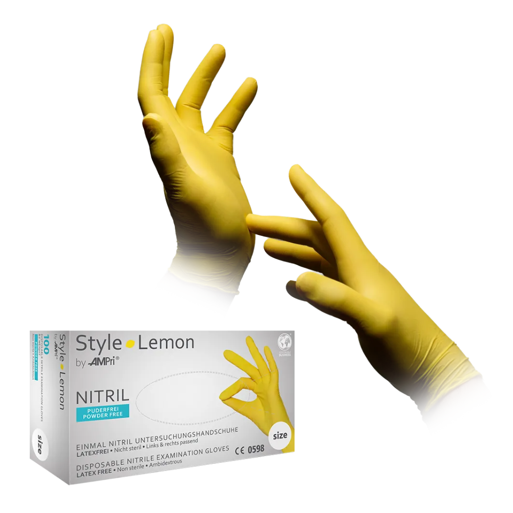 AMPri STYLE LEMON Nitrilhandschuhe puderfrei by MED-COMFORT, Gelb-2