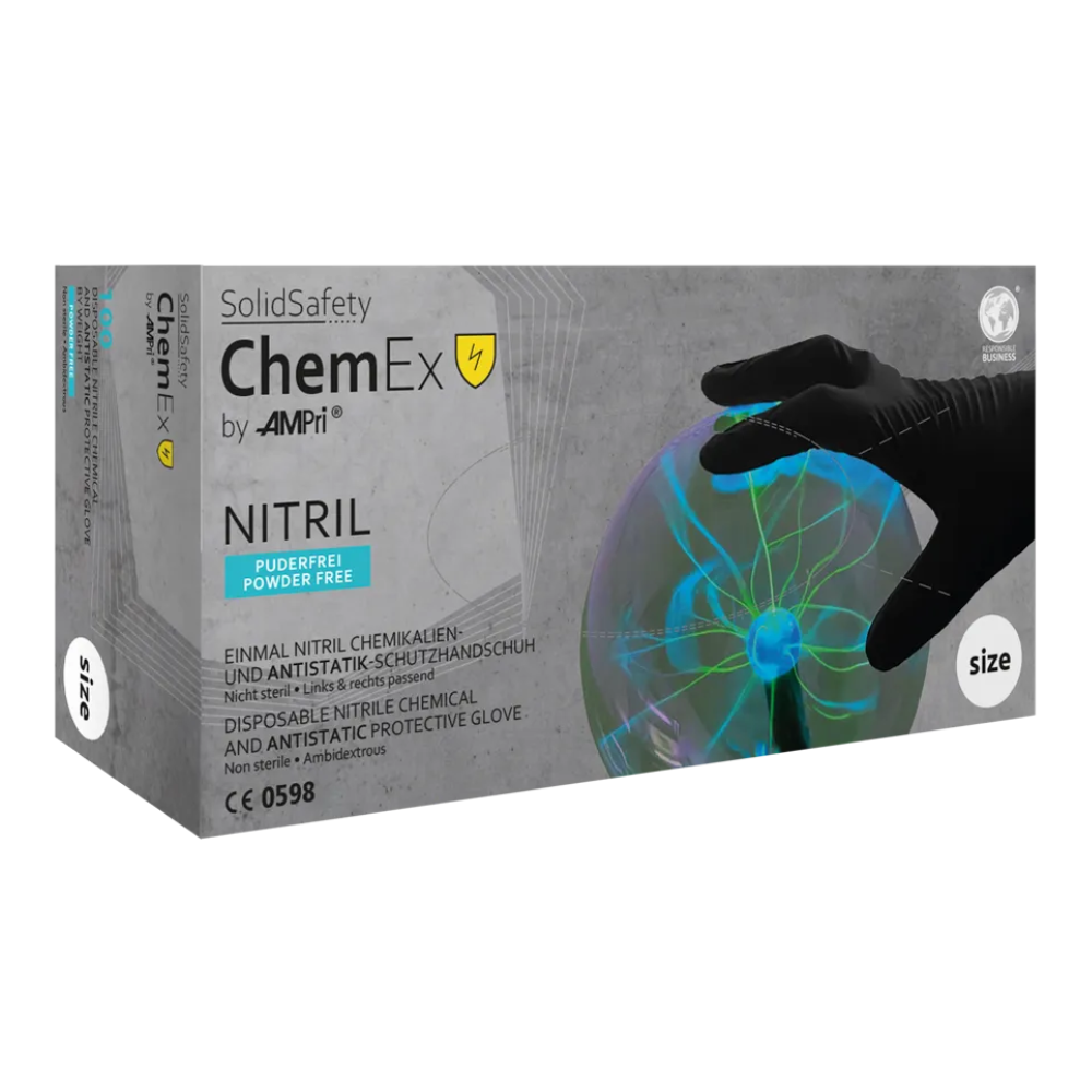 AMPri SolidSafety Chem Ex antistatische Nitril Chemikalienschutzhandschuhe S - XXL-zoom-1