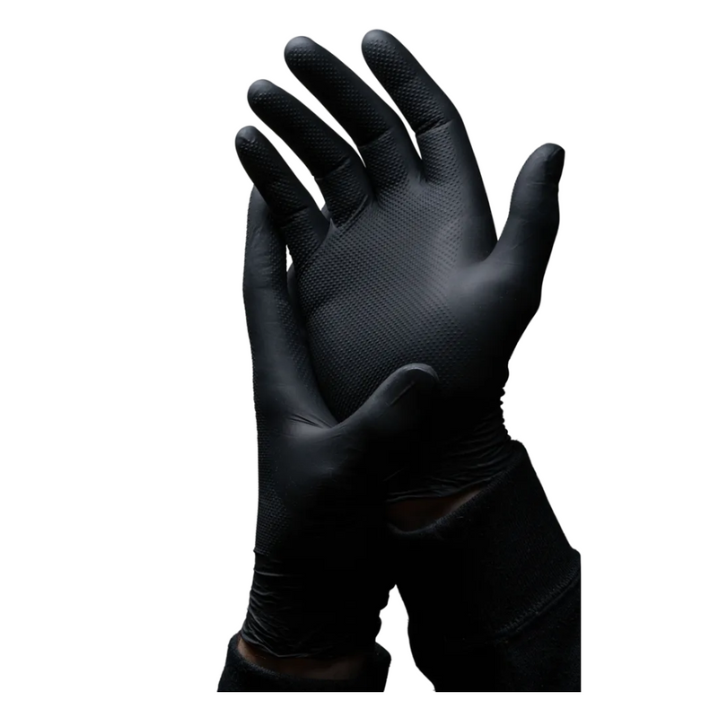 AMPri SolidSafety High Grip Black Nitril Chemikalienschutzhandschuhe Schwarz S - XXL-zoom-