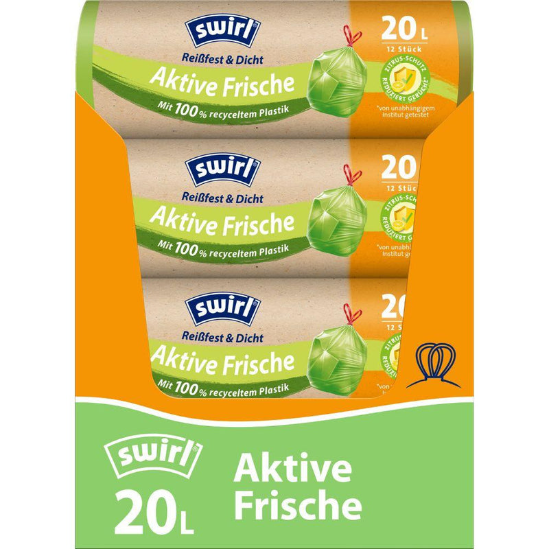 Swirl Aktive Frische Müllbeutel 20 l Reißfest & Dicht | Rolle (12 Beutel)-zoom-