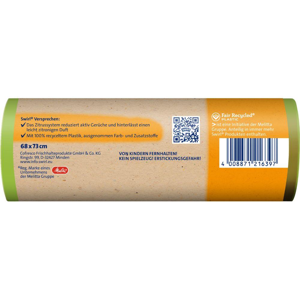 Swirl Aktive Frische Müllbeutel 60 l Reißfest & Dicht | Rolle (8 Beutel)