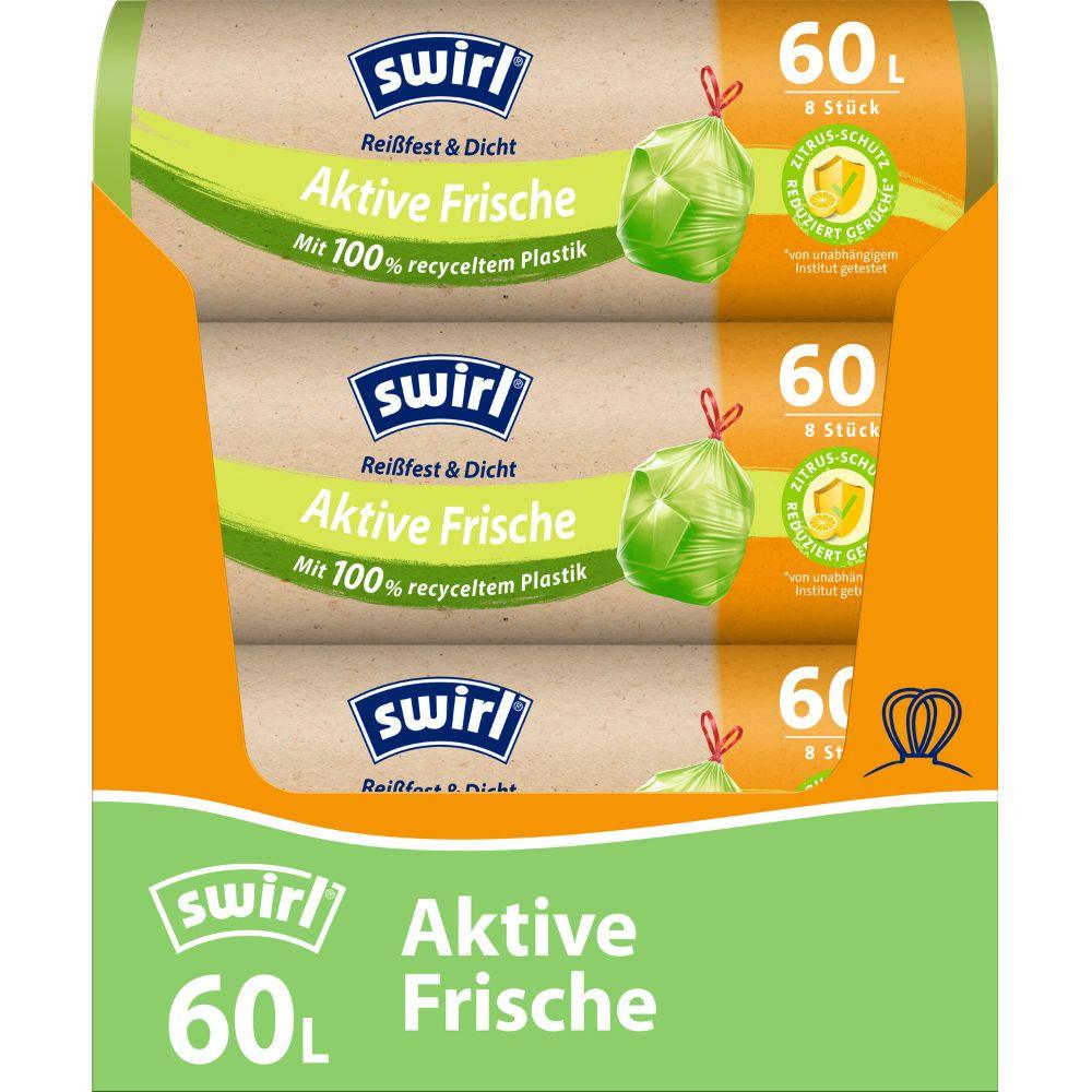 Swirl Aktive Frische Müllbeutel 60 l Reißfest & Dicht | Rolle (8 Beutel)-3