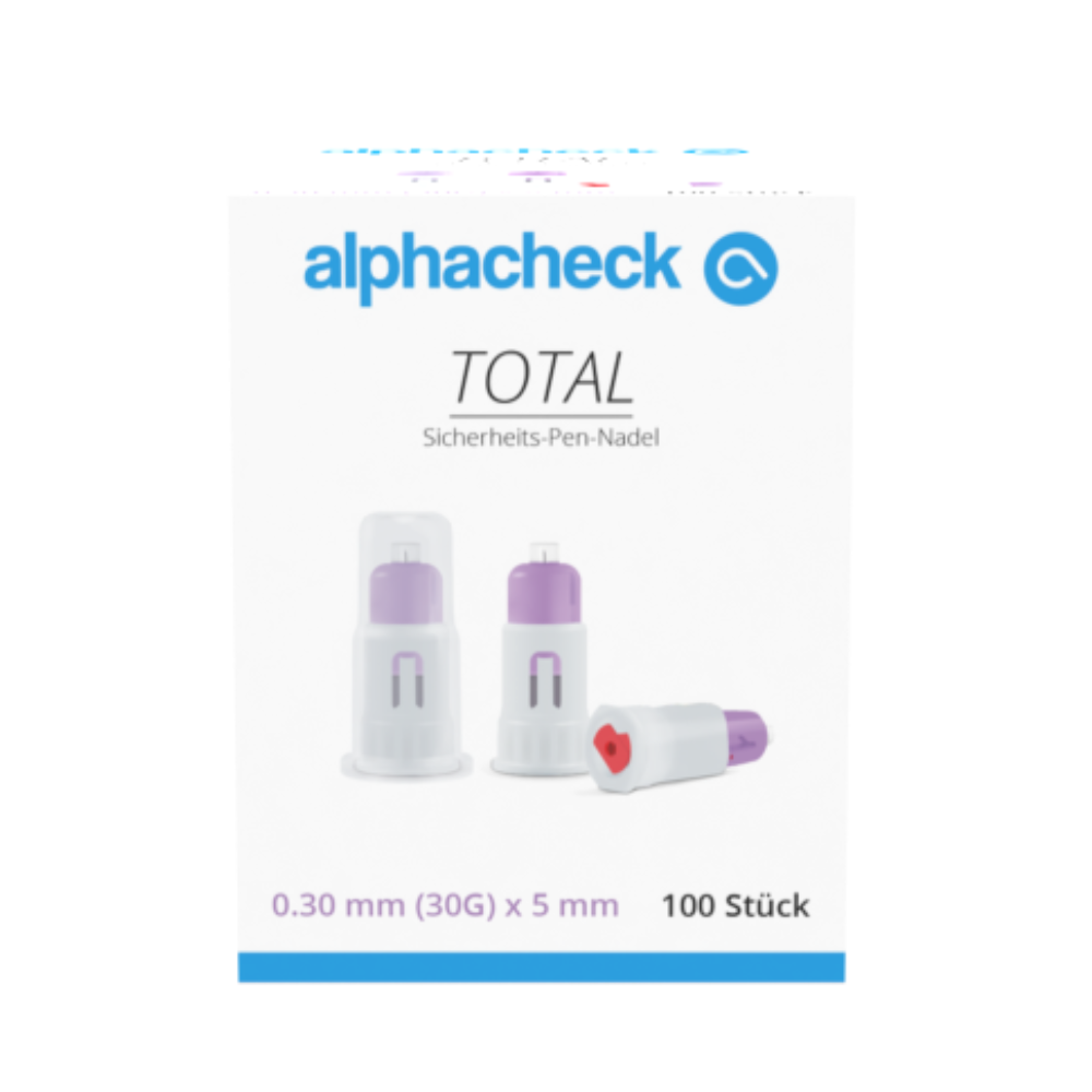 Alphacheck TOTAL Sicherheits-Pen-Nadel 30G x 5 mm | Packung (100 Stück)
