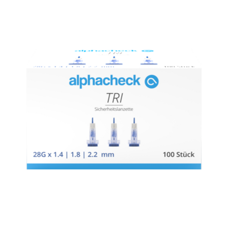 Alphacheck TRI Sicherheitslanzetten 28G | Packung (100 Stück)-zoom-