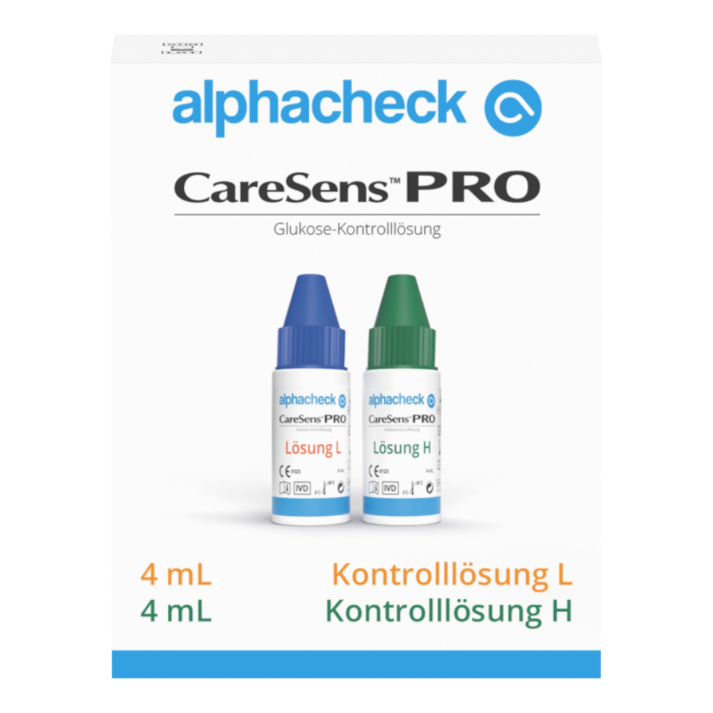 Alphacheck CareSens PRO Kontrolllösung L+H | Packung (2 Fläschchen)