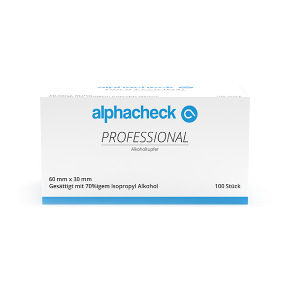 Auslaufartikel: Alphacheck Professional Alkoholtupfer 3 x 6 cm | Packung (100 Stück)-1