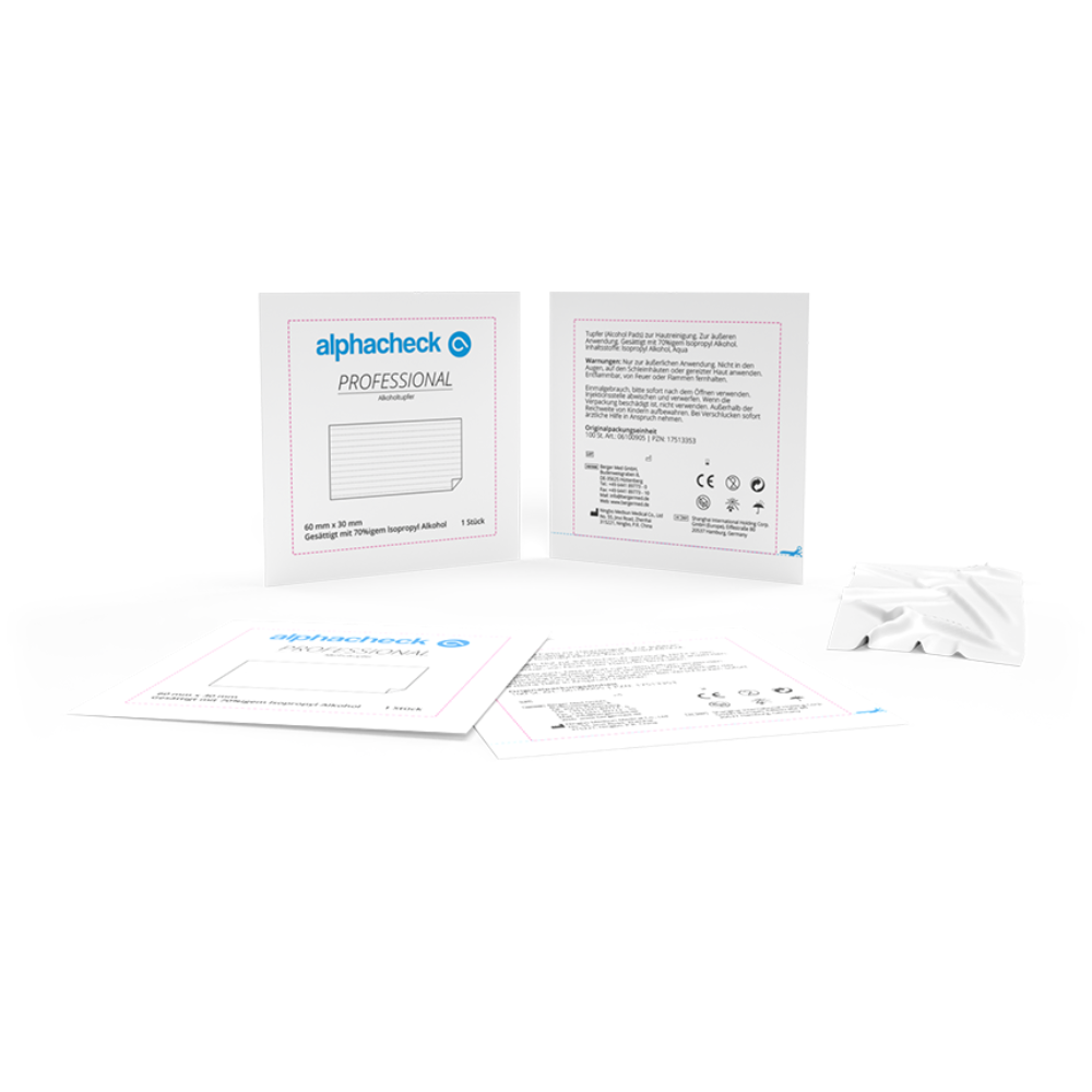 Auslaufartikel: Alphacheck Professional Alkoholtupfer 3 x 6 cm | Packung (100 Stück)-2