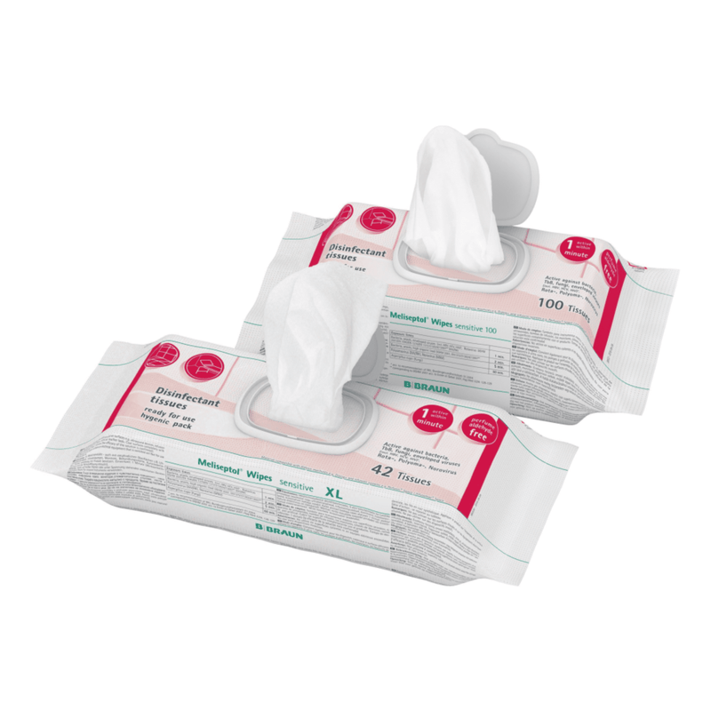 B. Braun Meliseptol® Wipes sensitive Desinfektionstücher - 100 Stück | Packung (100 Tücher)-zoom-