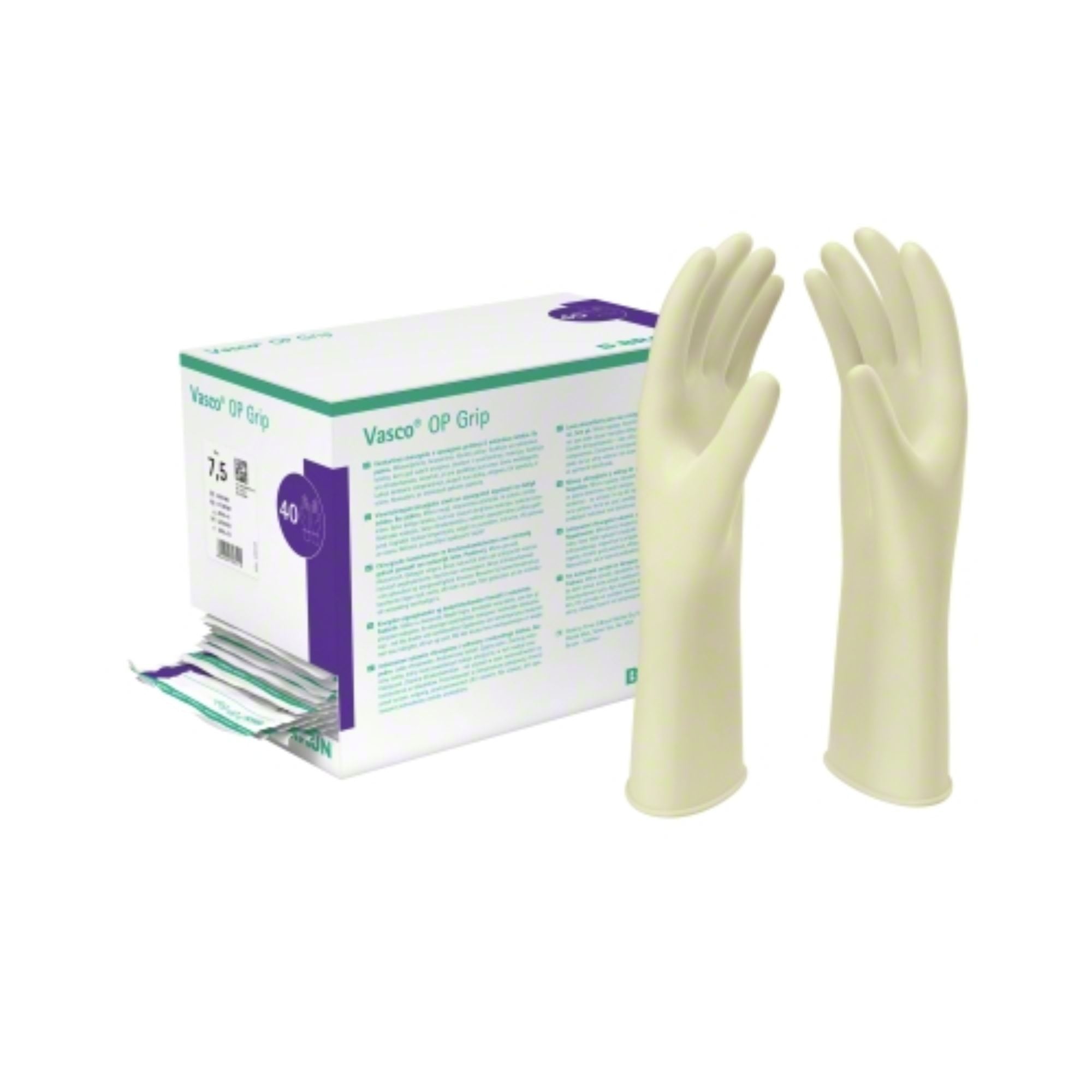 B. Braun Vasco® OP Grip Naturweiße Latex OP-Handschuhe steril extra griffig
