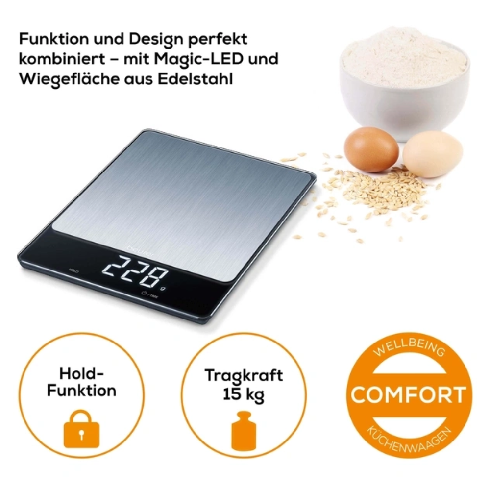 Auslaufartikel: Beurer KS 34 XL Stainless Steel Küchenwaage | Packung (1 Stück)-2