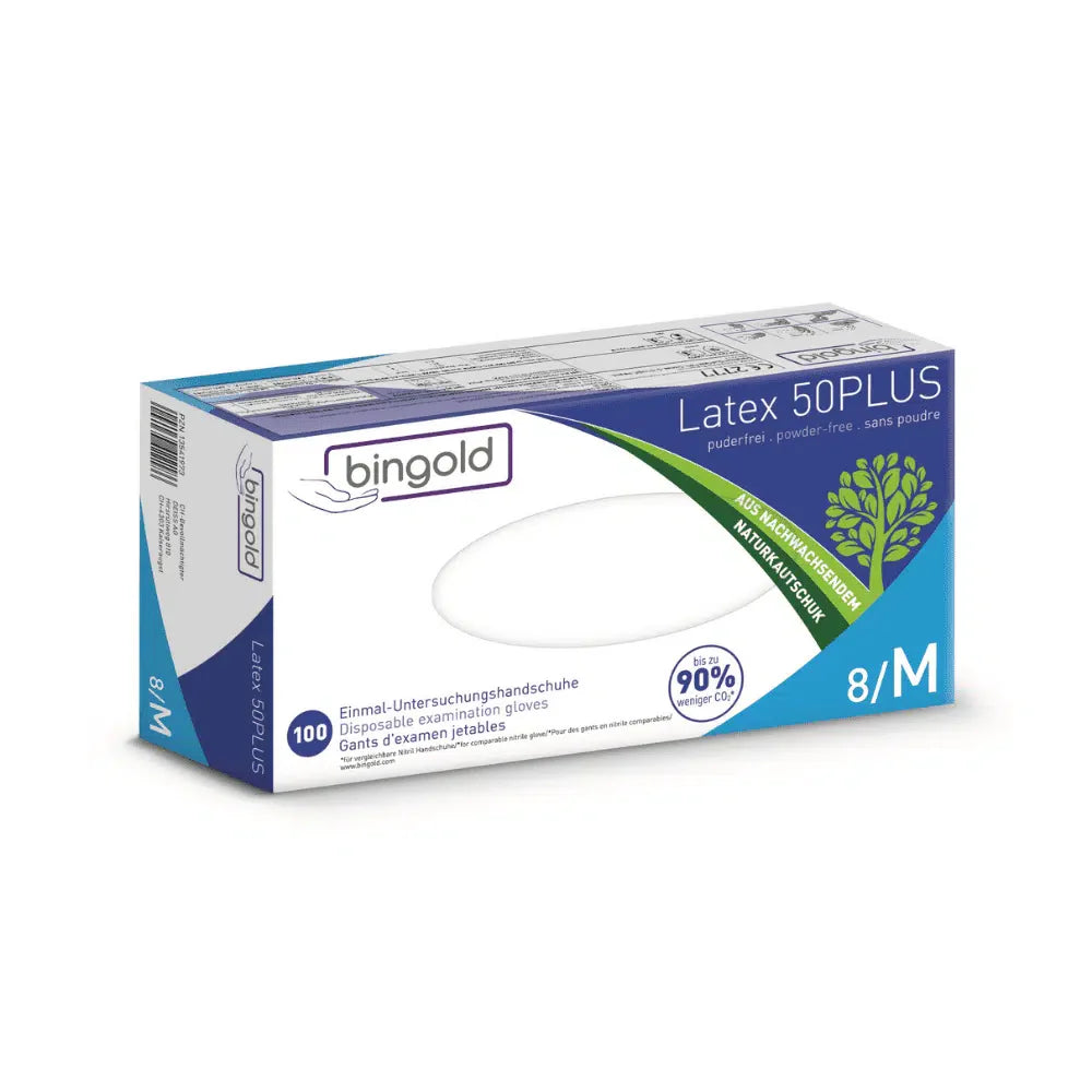 Bingold Latex 50PLUS Latexhandschuhe, weiß