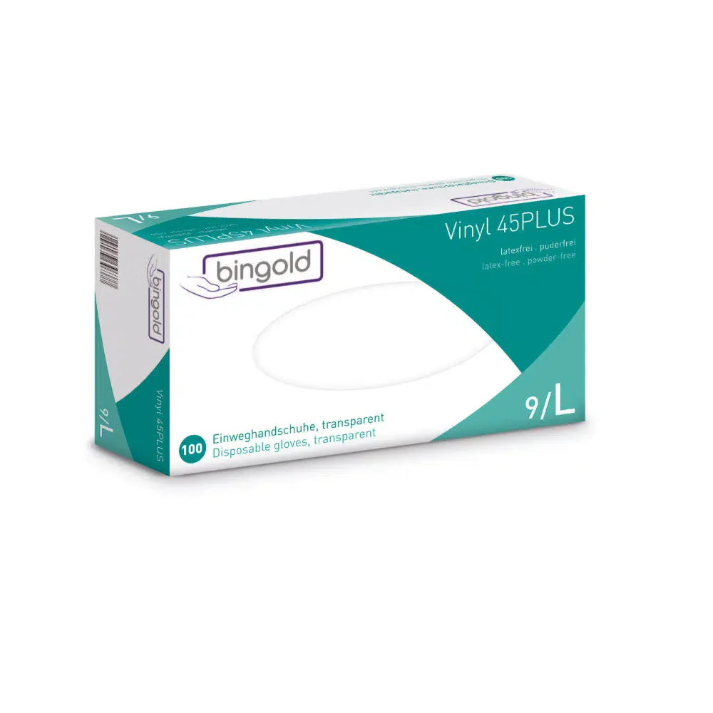 Bingold Vinyl 45PLUS Einmalhandschuhe Vinylhandschuhe, transparent-zoom-2